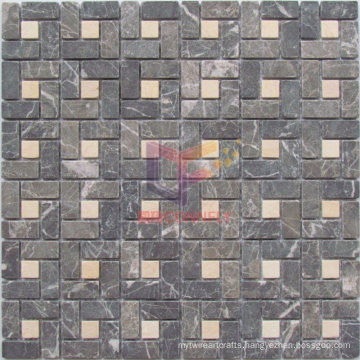 Square Marble Mix Beige Stone Cubes Mosaic Tile (CFS1122)